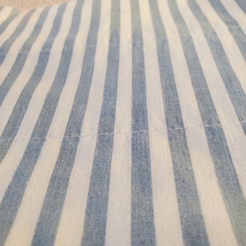Croscill Vintage Pale Ocean Sierra Stripe Blue White Ticking Valance Set of 2